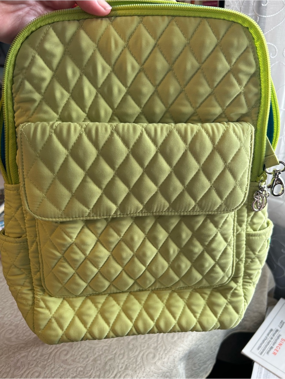 Vera Bradley Quilted Lime Green Women's Backpack - Lightweight Carryall